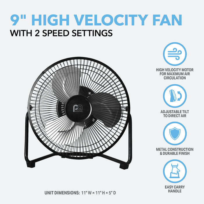 9” High Velocity Fan with Adjustable Tilting Head, 3 Speed Settings