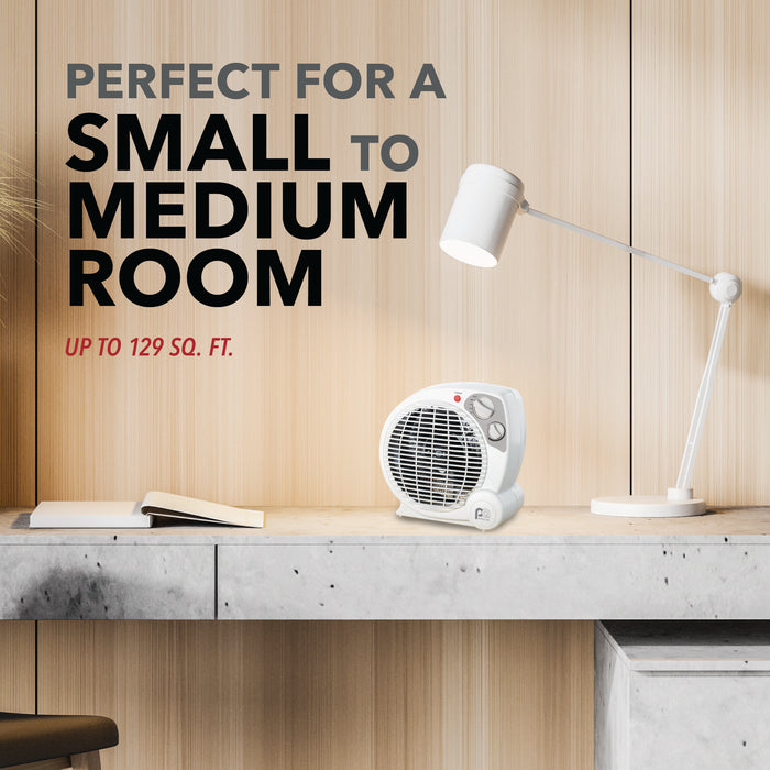 9" 1500/900/600W Fan Heater with Adjustable Thermostat and Fan-Only Mode