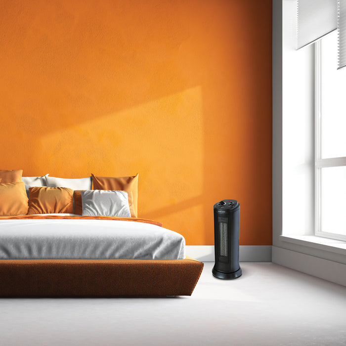 1500/900W Oscillating 17" Ceramic Heater, Black
