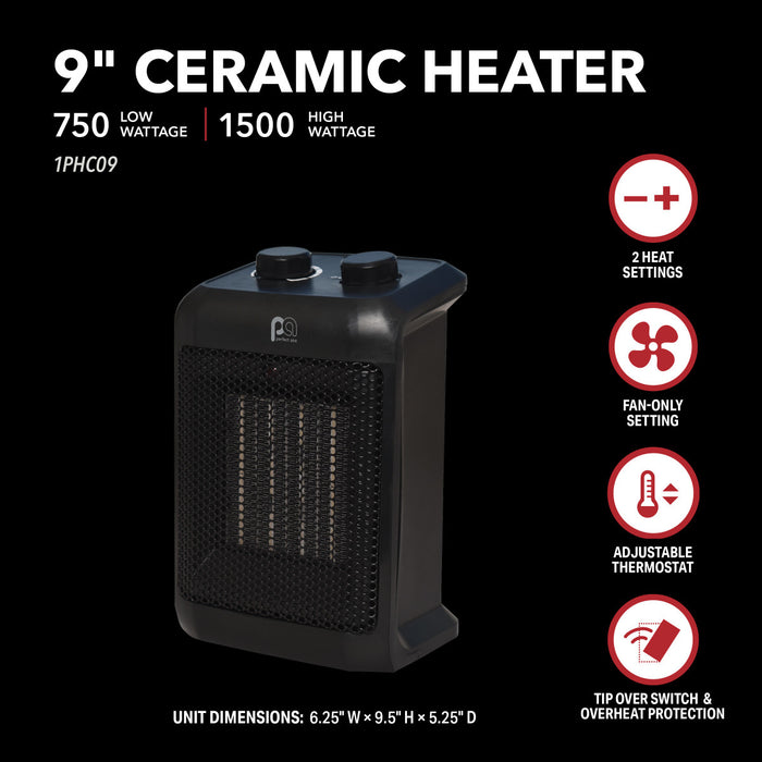 9" 1500/750W Ceramic Heater