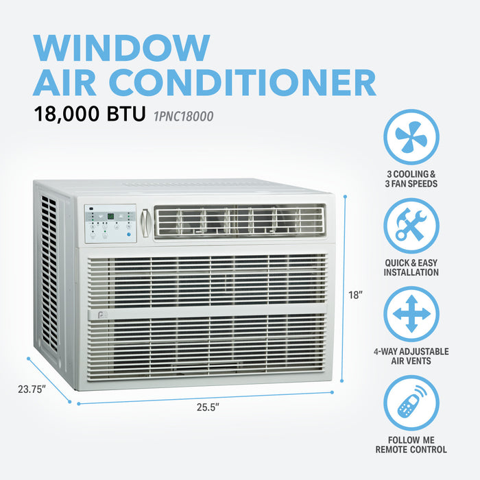 18,000 BTU Non-Energy Star Window Air Conditioner with Remote Control