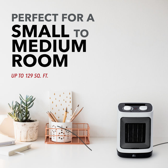 1500/900W Oscillating 10" Ceramic Heater, White