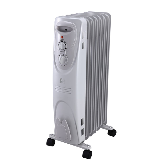 1500/900/600W 7-Fin 25" Oil-Filled Radiator Heater, White