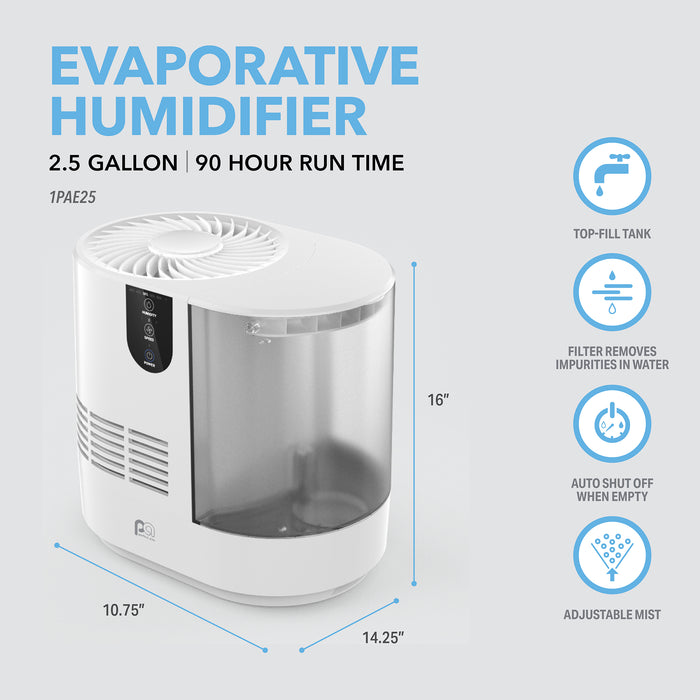 2.5 Gallon Top-Fill Evaporative Humidifier with Aromatherapy Pod