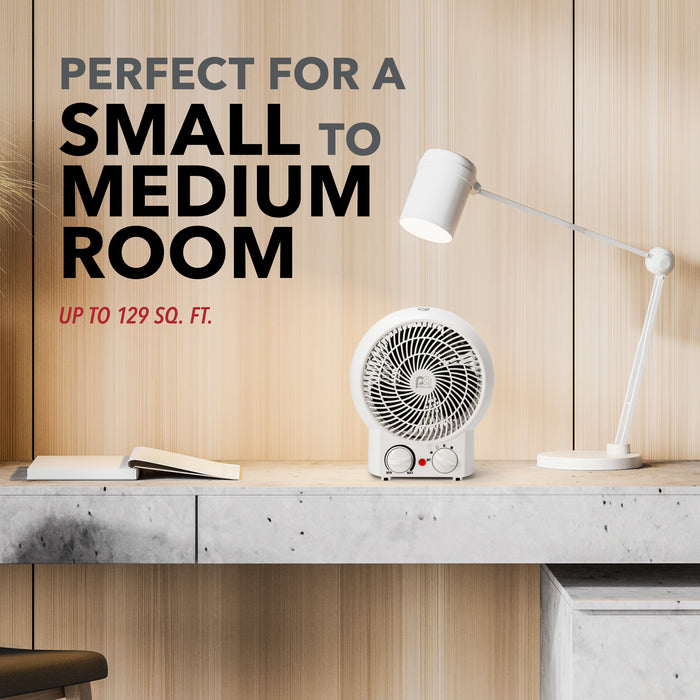 1500/900/600W 9" Heater with Fan-Only Mode, White