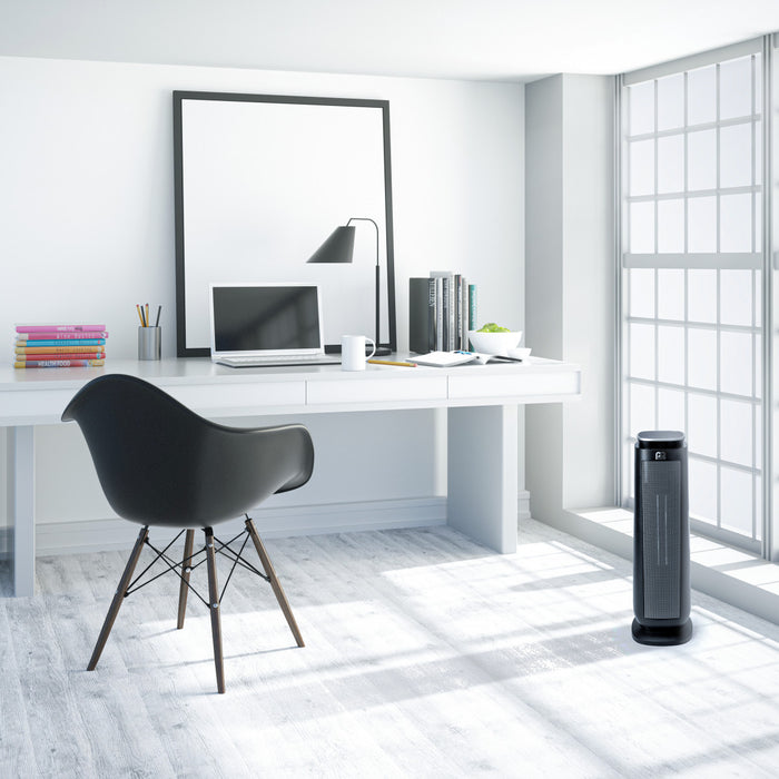 1500/900W Oscillating 23" Ceramic Heater with Remote, Black