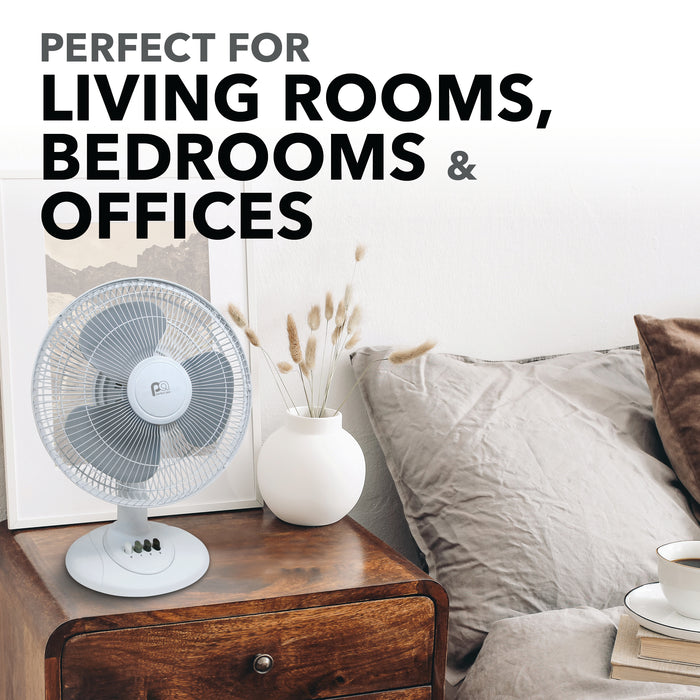 12" Table Top Fan with 3 Cooling Speeds and Oscillation Function