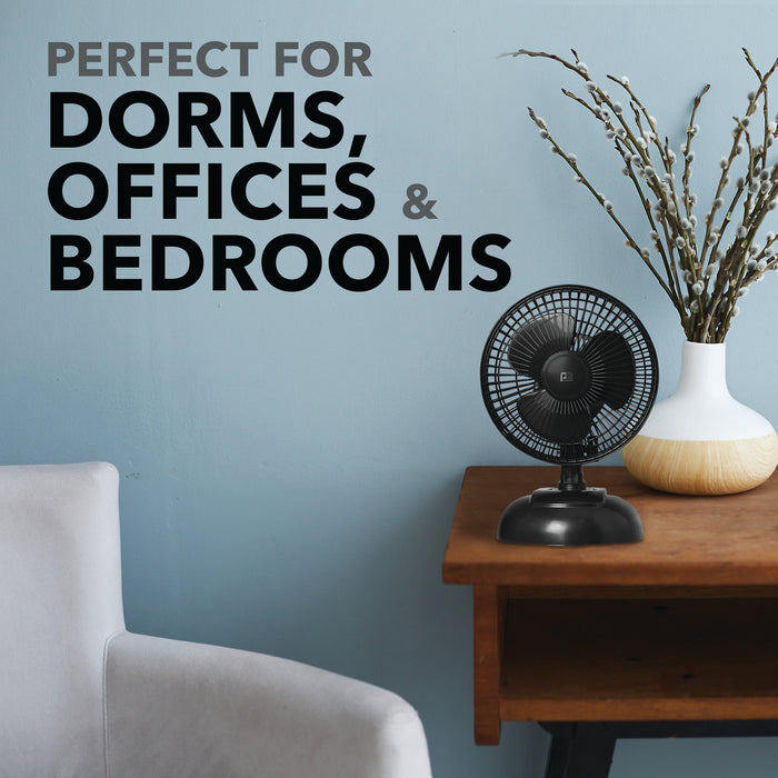 2-in-1 6" Clip-On Fan with Table Top Adapter and Fully Adjustable Fan Head