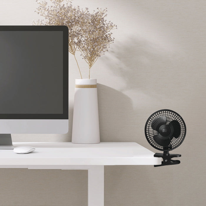 2-in-1 6" Clip-On Fan with Table Top Adapter and Fully Adjustable Fan Head