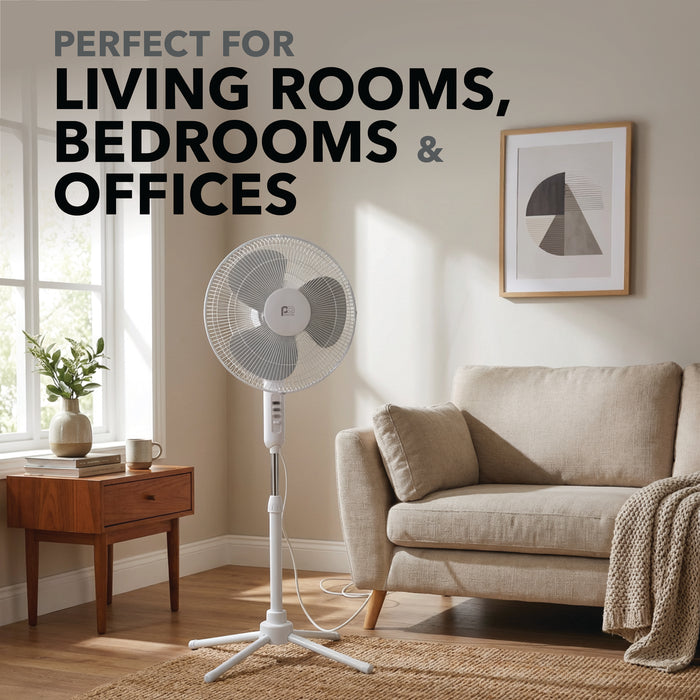 16" Pedestal Fan with Wide-Angle Oscillation and 3 Powerful Fan Speeds