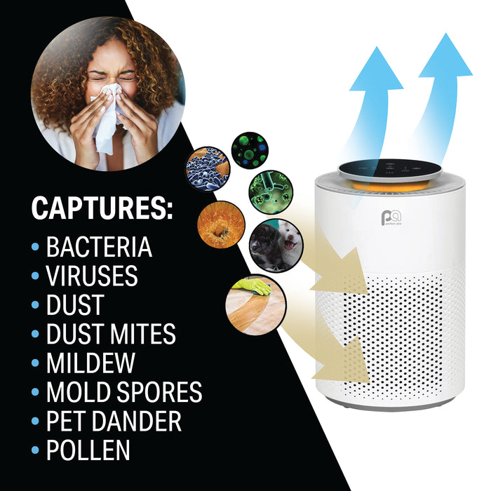 Desktop H13 HEPA Air Purifier with 3-Stage Filtration, Quiet Operation, and Child Lock
