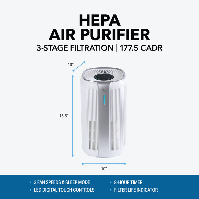 16-inch H13 HEPA Air Purifier with Real-Time Air Quality Display and 3 Fan Speeds