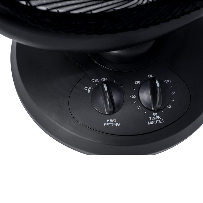 800/400W Radiant 14" Dish Heater, Black