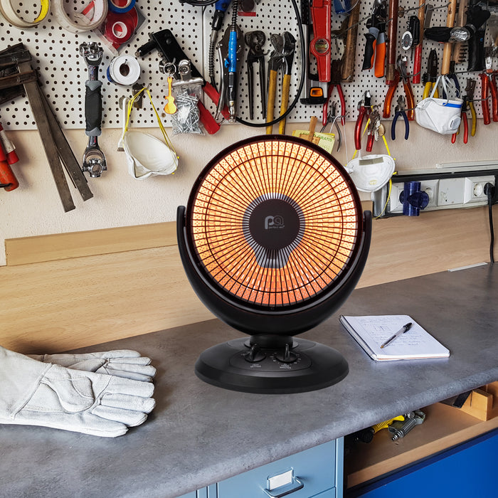 800/400W Radiant 14" Dish Heater, Black