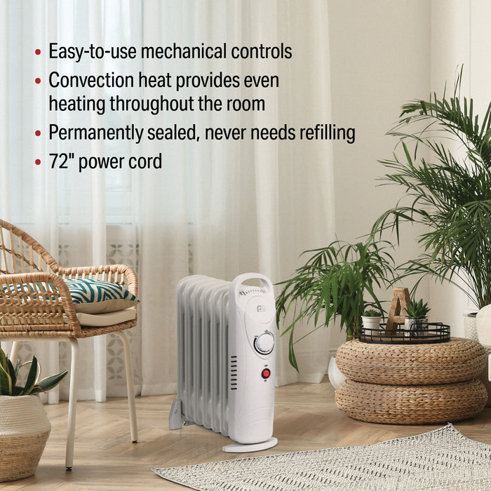 15" 700W 7-Fin Compact Oil-Filled Radiator Heater