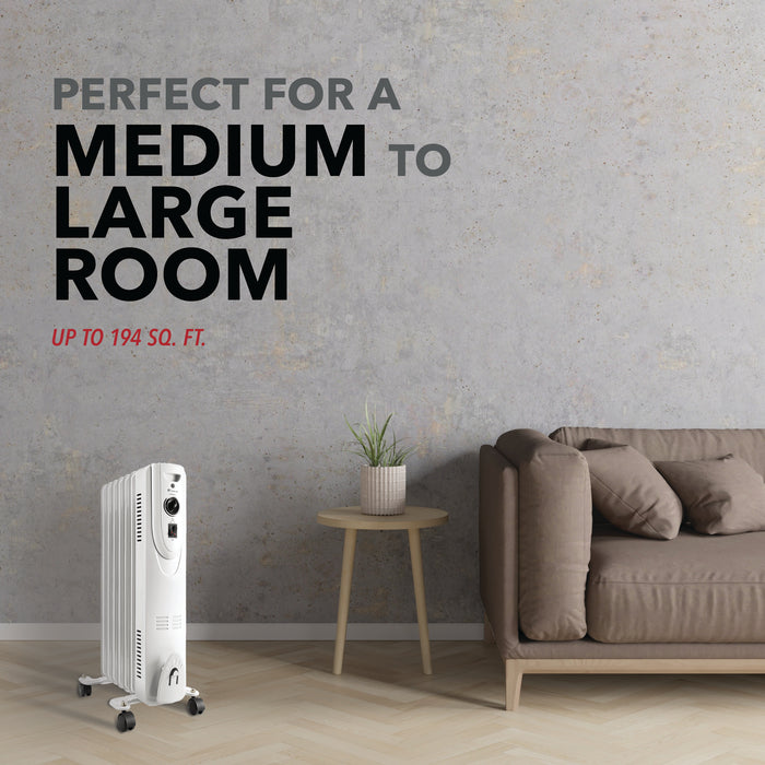 22" 1500/900/600W Oil-Filled Heater with Adjustable Thermostat