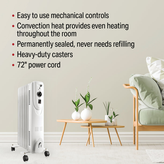 22" 1500/900/600W Oil-Filled Heater with Adjustable Thermostat