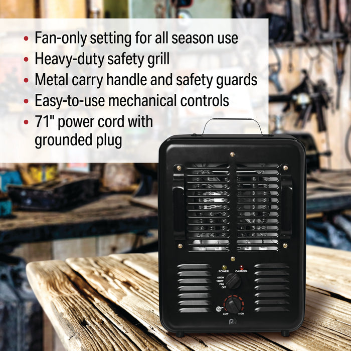 15" 1500/1300W Milkhouse Heater with 3 Prong Power Cord