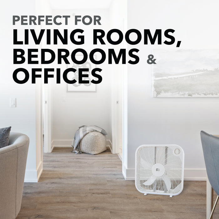 20" Box Fan with 3 Speeds and Easy-Carry Handle