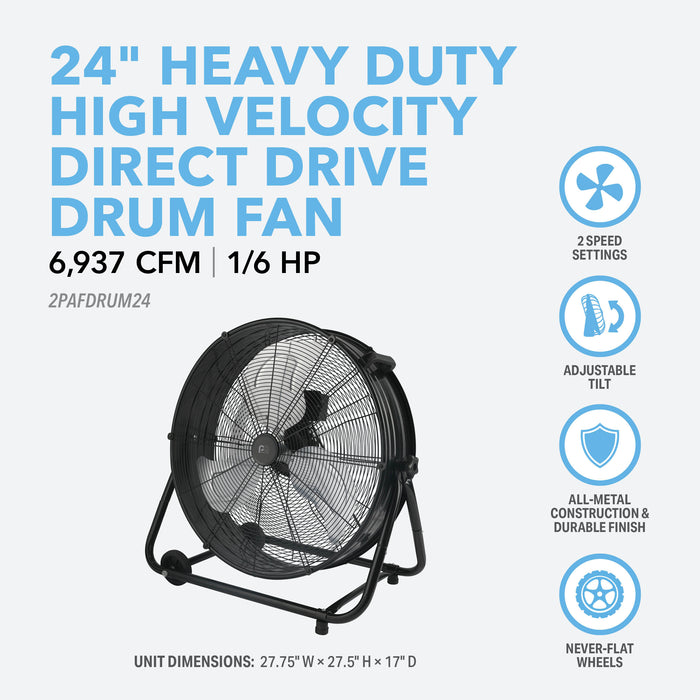 24" Heavy-Duty High Velocity Tilting Drum Fan