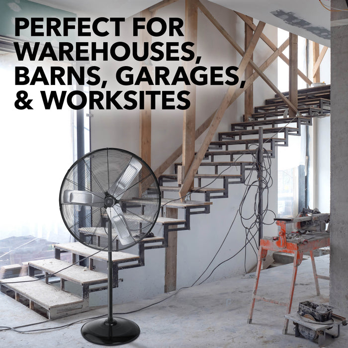 30" Heavy-Duty Oscillating High Velocity Pedestal Fan