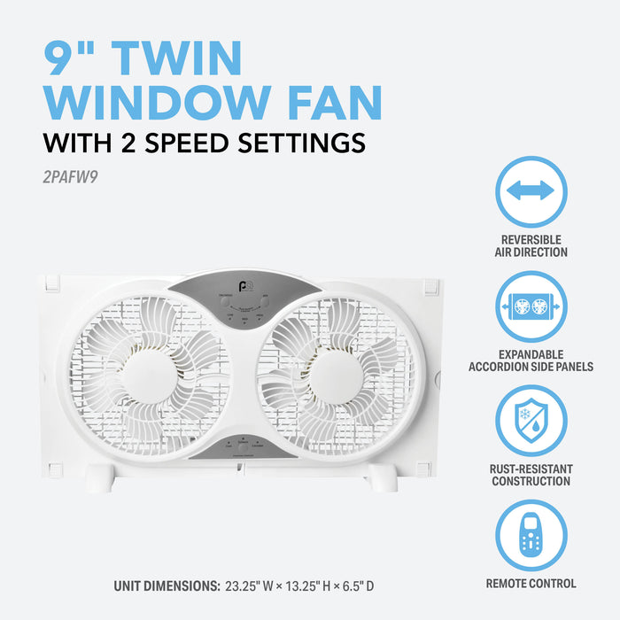 9" Reversible Twin Window Fan with Remote control