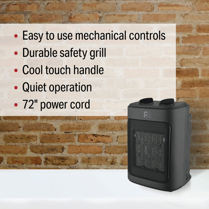 9" 1500/900/750W Ceramic Heater with Fan-Only Mode