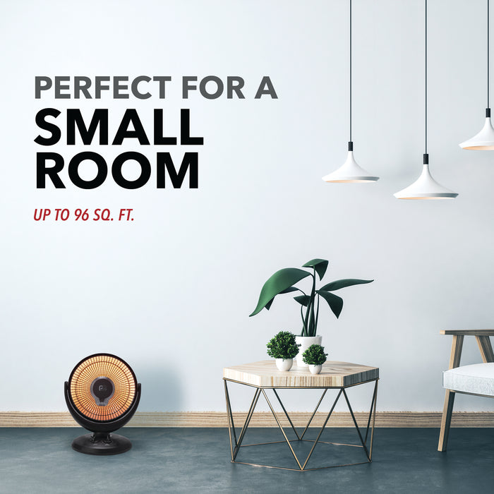 800/400W Radiant 14" Dish Heater, Black