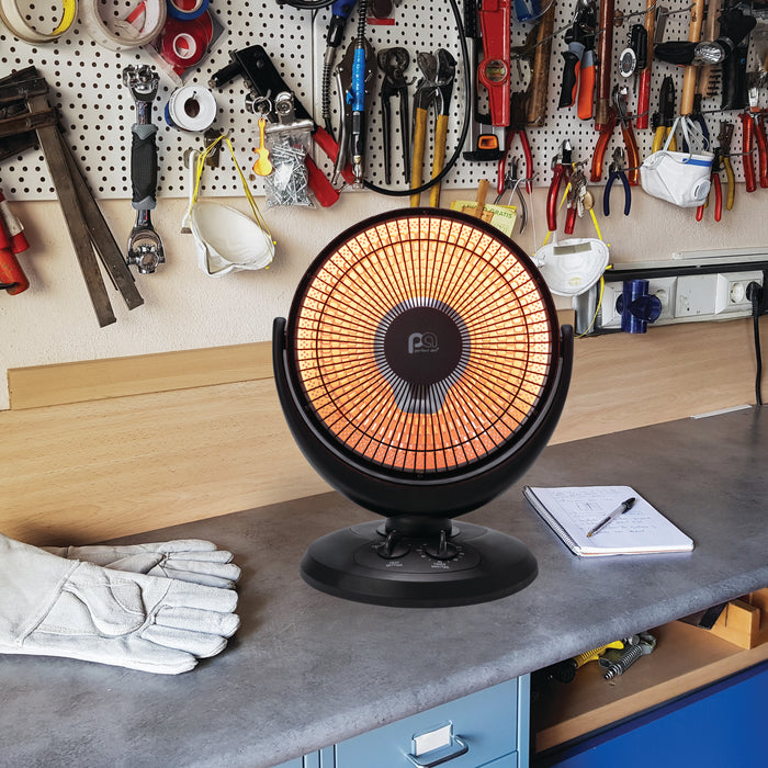 800/400W Radiant 14" Dish Heater, Black