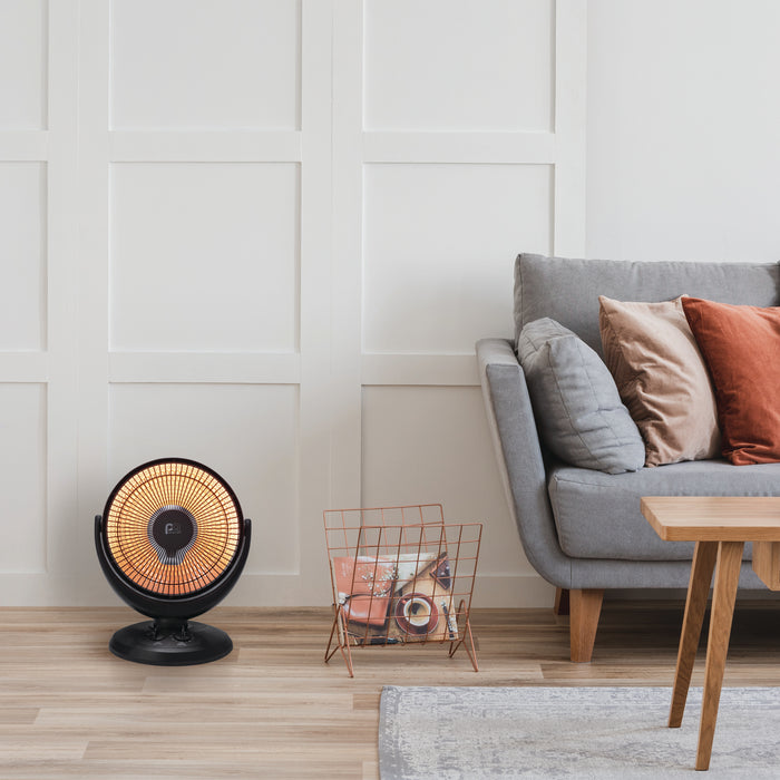 800/400W Radiant 14" Dish Heater, Black