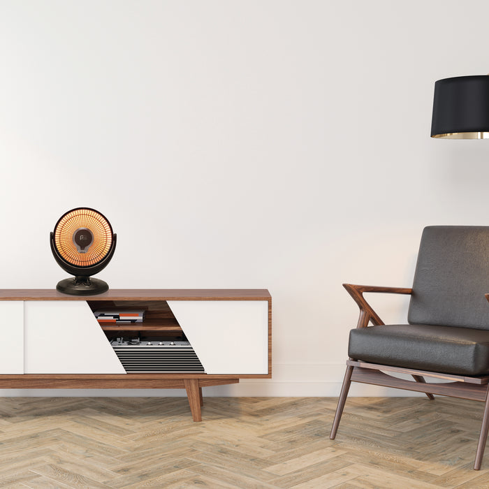 800/400W Radiant 14" Dish Heater, Black