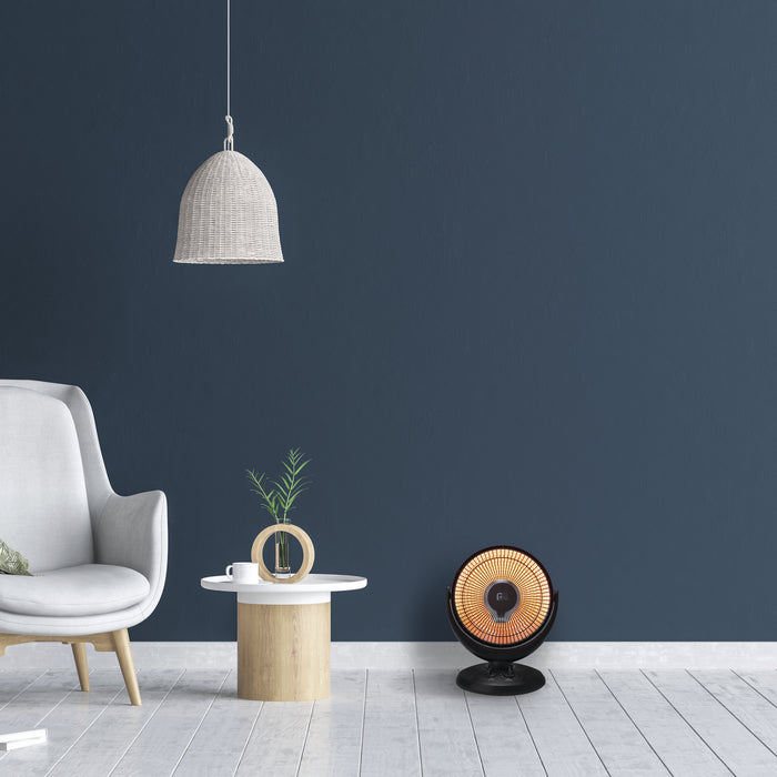 800/400W Radiant 14" Dish Heater, Black