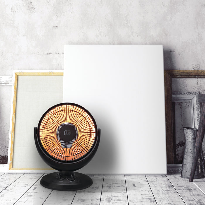 800/400W Radiant 14" Dish Heater, Black