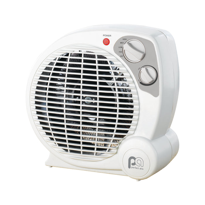 9" 1500/900/600W Fan Heater with Adjustable Thermostat and Fan-Only Mode