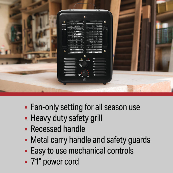 15 inch 1500/1300W Milkhouse Heater with 2 Prong Power Cord