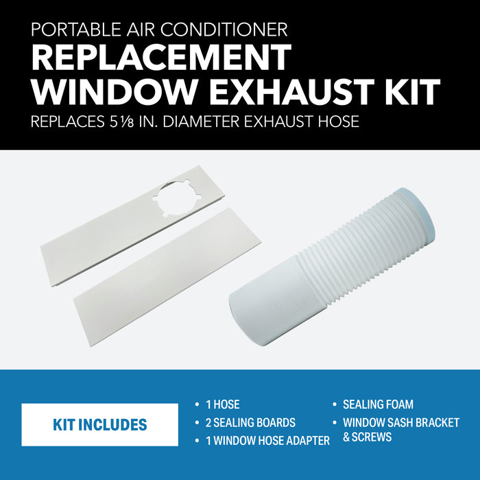 Portable Air Conditioner Replacement Window Exhaust Kit, 5.13" diameter hose