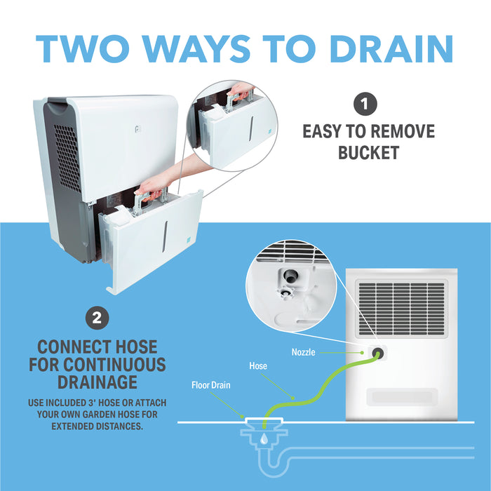 22-Pint ENERGY STAR Dehumidifier With Continuous Drainage, Ultra-Quiet Operation - Ideal for Small Rooms & Basements