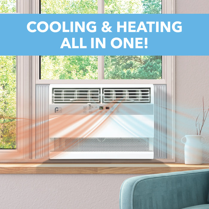 12,000 BTU 230V Cool/Heat Window Air Conditioner with 11,000 BTU Electric Heat, Follow-Me Remote Control