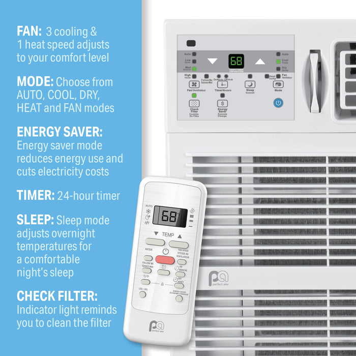 18,000 BTU Window Air Conditioner with Electric Heater (R32)