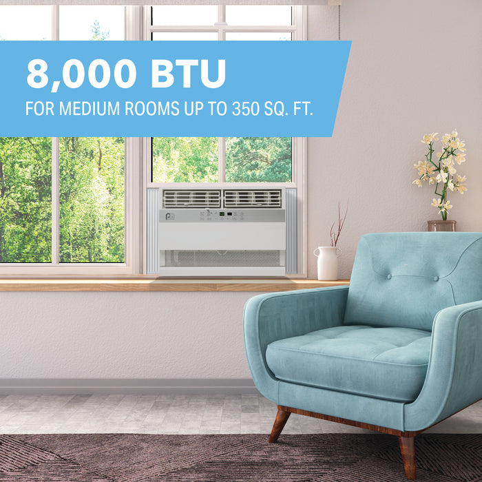 8,000 BTU 115V Cool/Heat Window Air Conditioner with 3,500 BTU Electric Heat, Follow-Me Remote Control