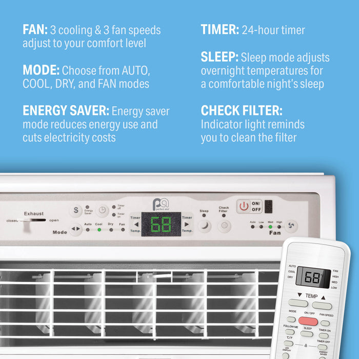 10,000 BTU 115V Casement Slider Window Air Conditioner with Follow-Me Remote Control