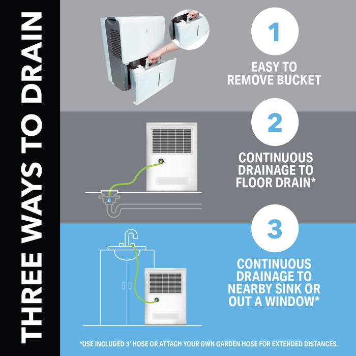 50-Pint ENERGY STAR Dehumidifier With Built-In Pump to Drain up to 16' Vertical Feet