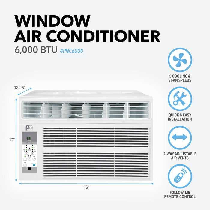 6,000 BTU 115V Electronic Window Air Conditioner with Follow-Me Remote Control