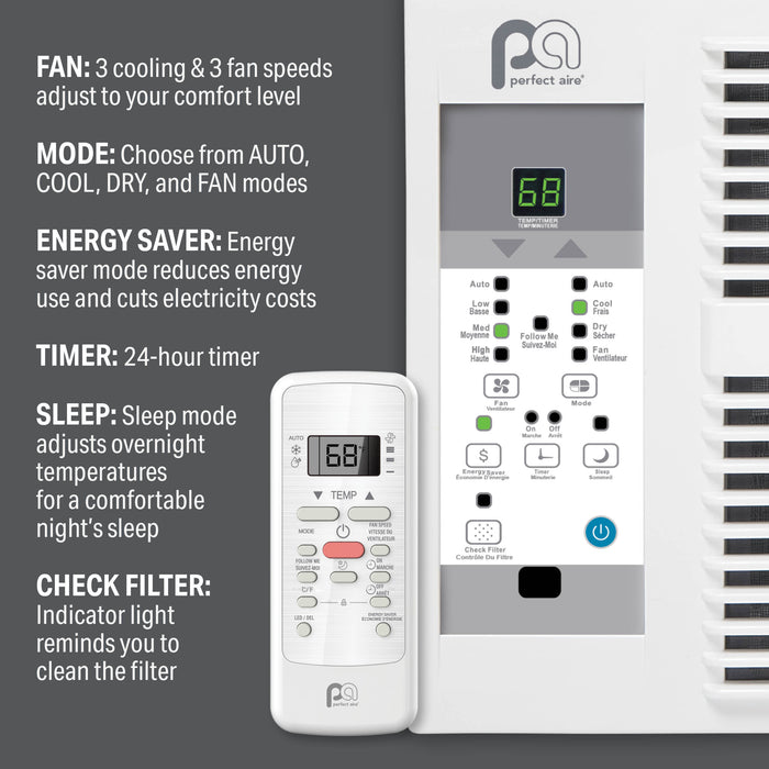 8,000 BTU 115V Electronic Window Air Conditioner with Remote Control