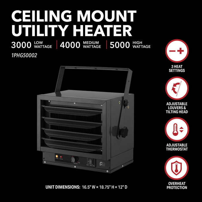 5,000/4,000/3,000W 240V Ceiling Mount Heater
