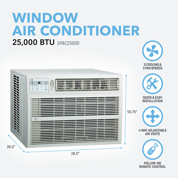 25,000 BTU High-Efficiency Window Air Conditioner with Remote Control