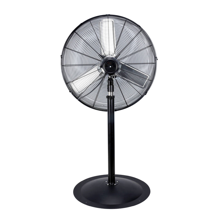 Comfort Zone 30” High-Velocity 3-Speed Industrial Pedestal Fan with  Aluminum Blades and Adjustable Height, Black