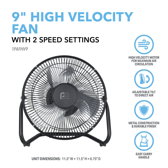 9” High Velocity Fan with Adjustable Tilting Head, 3 Speed Settings