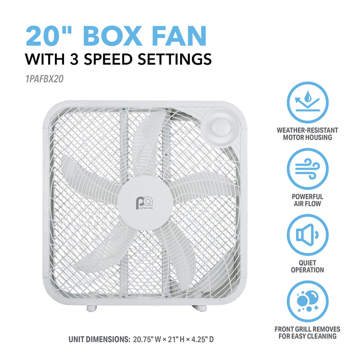 20" Box Fan with Weather-Resistant Motor Housing