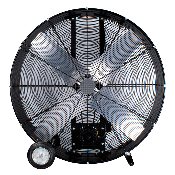 42” High-Velocity Belt Drive Drum Fan with Industrial-Grade Aluminum Blades,  All-Metal Construction, 8” Wheels